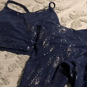 Beyond Yoga Sparkle Navy Star-Print Set